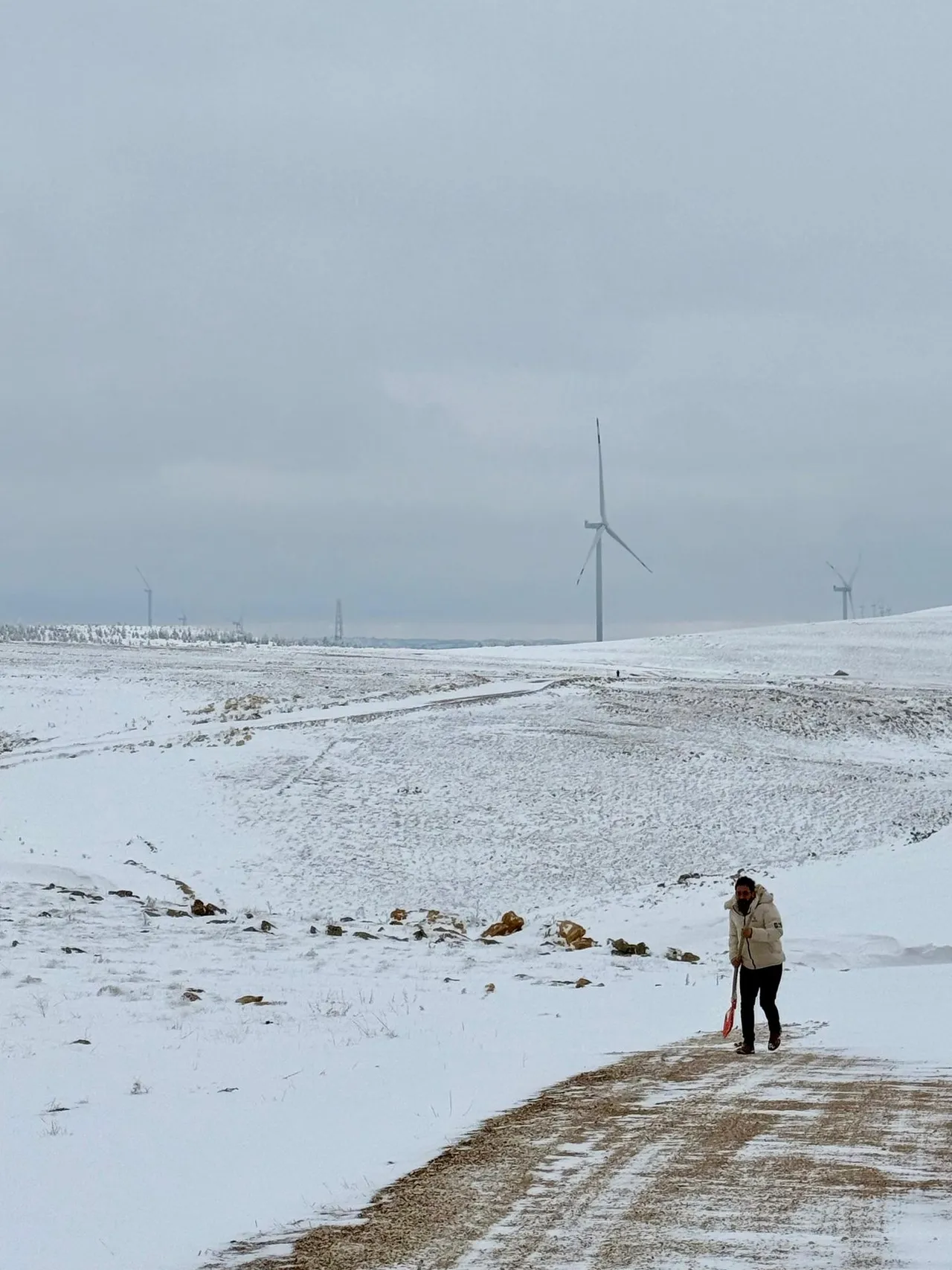 Buz fırlatma analizi yapılan karlı rüzgâr enerjisi sahası